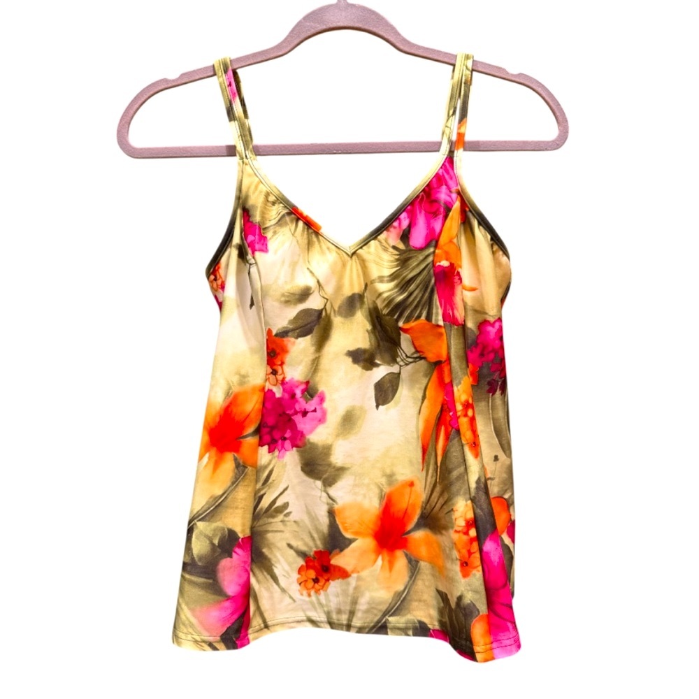 Christina Bali Print Lined Tankini Bikini Top  Vintage ⭐️⭐️⭐️⭐️⭐️